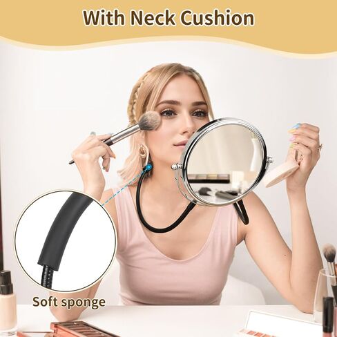 Double-Sided Mirror to See Back of Head, Hands Free Adjustable Mirrors Hung Around The Neck, Two Way Mirror for Women Man Makeup, Self Haircut, Standard Viewing and 5X Magnification 360° Mirrors in Saudi Arabia