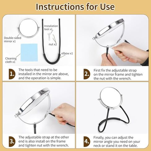 Double-Sided Mirror to See Back of Head, Hands Free Adjustable Mirrors Hung Around The Neck, Two Way Mirror for Women Man Makeup, Self Haircut, Standard Viewing and 5X Magnification 360° Mirrors in Saudi Arabia