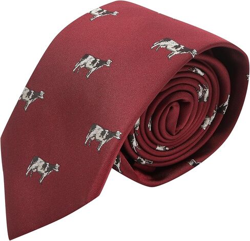 King & Priory Burgundy Red Embroidered Cow Tie in Saudi Arabia