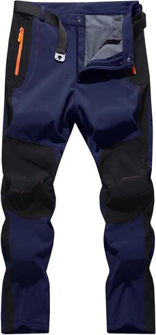 Men's Hiking Snow Ski Pants Softshell Fleece Lined Winter Water Repellent Outdoor Fishing Cargo Pants in Kuwait