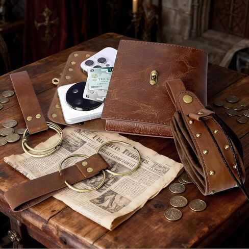 Renaissance Belt Pouch Waist Bag - Medieval Pirate Coin Purse Skirt Hike Halloween Festivals Cosplay Costume Accessories (Brown) in Saudi Arabia