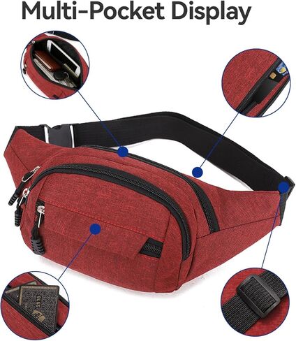 Slanting Cross Simple Casual Multifunctional Waist Pack,Red in Saudi Arabia