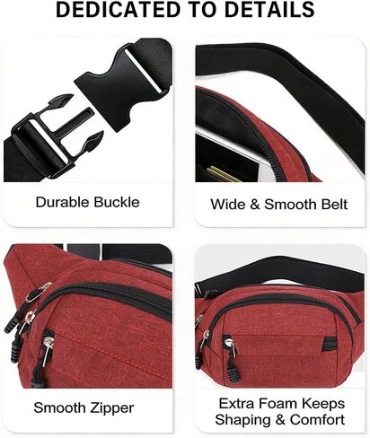 Slanting Cross Simple Casual Multifunctional Waist Pack,Red in Saudi Arabia