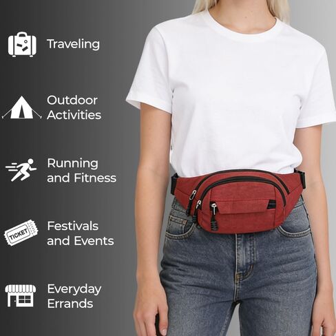 Slanting Cross Simple Casual Multifunctional Waist Pack,Red in Saudi Arabia