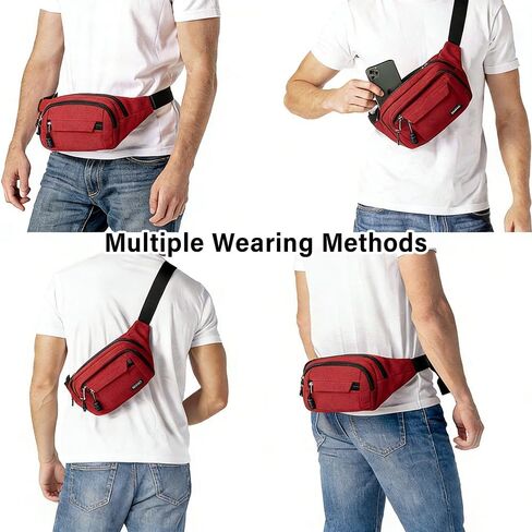 Slanting Cross Simple Casual Multifunctional Waist Pack,Red in Saudi Arabia