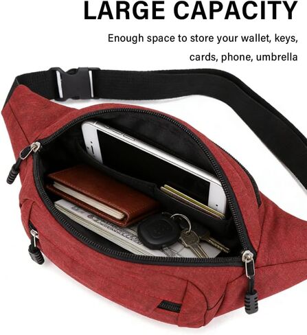 Slanting Cross Simple Casual Multifunctional Waist Pack,Red in Saudi Arabia