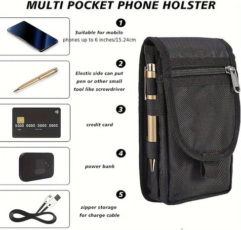 Flip Phone Belt Bag for Men - Portable, Leather, Casual, Suitable for Middle-Aged and Elderly in Saudi Arabia