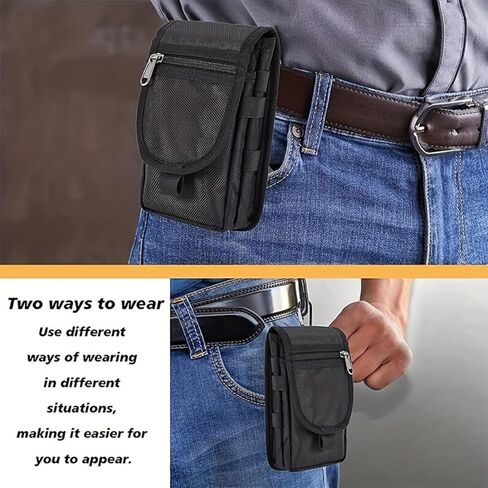 Flip Phone Belt Bag for Men - Portable, Leather, Casual, Suitable for Middle-Aged and Elderly in Saudi Arabia