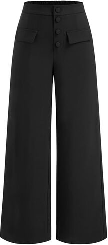 CIDER Women Middle Waist Wide Leg Pants Casual Stylish Button Front Trousers in Saudi Arabia