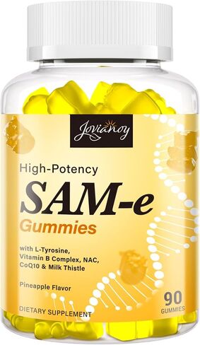 SAM-e Gummies with L-Tyrosine, Vitamin B Complex & NAC, CoQ10, High-Potency SAM-e Supplement - Pineapple Flavor, for Mood, Joint, Cognitive & Liver Detox, Vegan Friendly, 180 Gummies in Saudi Arabia