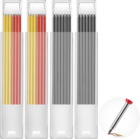HIBOOM 24 PCS 2.8 مم إعادة ملء القلم الرصاص ، أقلام الرصاص النجار ، وقلم النجار الميكانيكي لعلامات الخشب العميقة الصلبة علامات Scriber (أبيض أزرق أخضر) in Kuwait