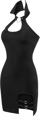 Littleforbig Women Cotton Overall Vampire Collared Bodycon Mini Dress Skirt in Saudi Arabia