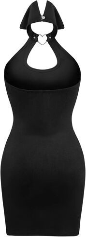 Littleforbig Women Cotton Overall Vampire Collared Bodycon Mini Dress Skirt in Saudi Arabia