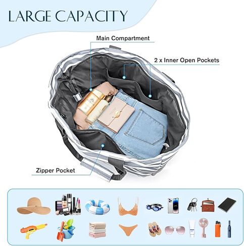 حقيبة شاطئ مخصصة مقاومة للماء وقابلة للطي ومضادة للرمل للنساء والسباحة وأساسيات عطلة نهاية الأسبوع in Kuwait