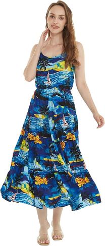 Matchable Couple Hawaiian Luau Shirt or Maxi Tiered Dress in Sunset Blue in Saudi Arabia