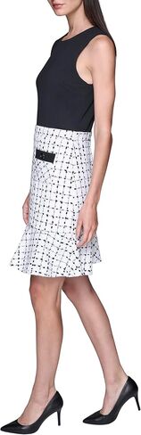 Karl Lagerfeld Women's Sleeveless Contrast Grid Tweed Skirt A-line Dress in Saudi Arabia