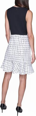 Karl Lagerfeld Women's Sleeveless Contrast Grid Tweed Skirt A-line Dress in Saudi Arabia