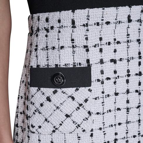 Karl Lagerfeld Women's Sleeveless Contrast Grid Tweed Skirt A-line Dress in Saudi Arabia