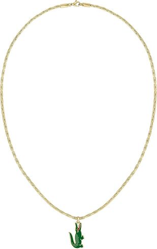 Lacoste Men's Arthor Jewelry Necklace, Stainless Steel, Rectangular Box Chain Necklace, Reversible Pendant, Fashionable in Saudi Arabia