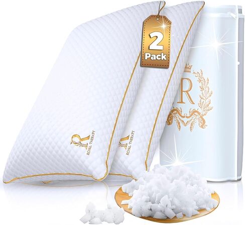 Royal Therapy Queen Memory Foam Pillow, Adjustable Shredded Odor-Free Pillow for Neck & Shoulder Pain Relief, Support for Back, Stomach, Side Sleepers, CertiPUR-US in Saudi Arabia
