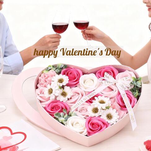 Forever Flowers,Preserved Roses in Box,Valentines Day Gift,Gift for Her, Gifts for Women,Birthday Gifts for Women,Gifts for Wife,Eternal Roses, Soap Flower Roses Gift for Valentines Day (baby pink) in Saudi Arabia