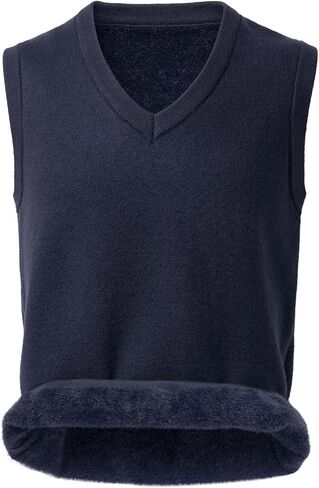 Men's Sweater Vest Fleece Lined Sleeveless Pullover Fine Knit V Neck Knitwear Solid Plain in Saudi Arabia
