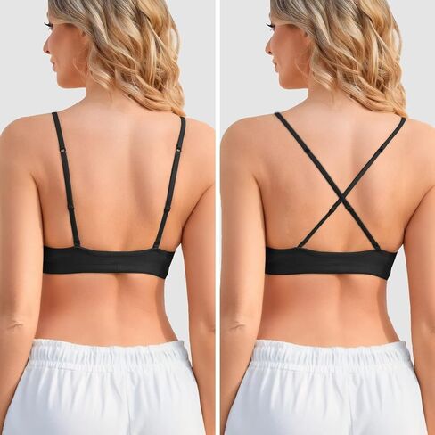 INIBUD Bralette for Women Removable Padded Bra Yoga Seamless V Neck Triangle Adjustable Straps Wireless in Saudi Arabia