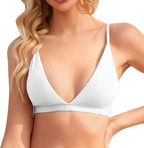 INIBUD Bralette for Women Removable Padded Bra Yoga Seamless V Neck Triangle Adjustable Straps Wireless in Saudi Arabia
