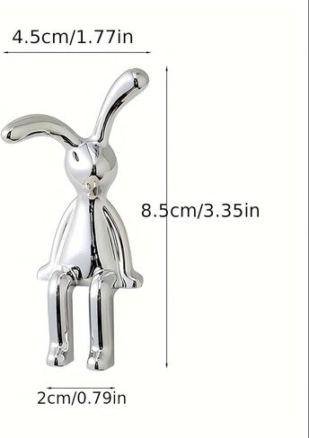 2PCS Modern Rabbit Figurines for Home Decor, Cute Bunny Statues, Versatile Decoration for Office, Shelf, Table, Living Room, and Car Dashboard (Silver) in Saudi Arabia