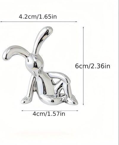 2PCS Modern Rabbit Figurines for Home Decor, Cute Bunny Statues, Versatile Decoration for Office, Shelf, Table, Living Room, and Car Dashboard (Silver) in Saudi Arabia