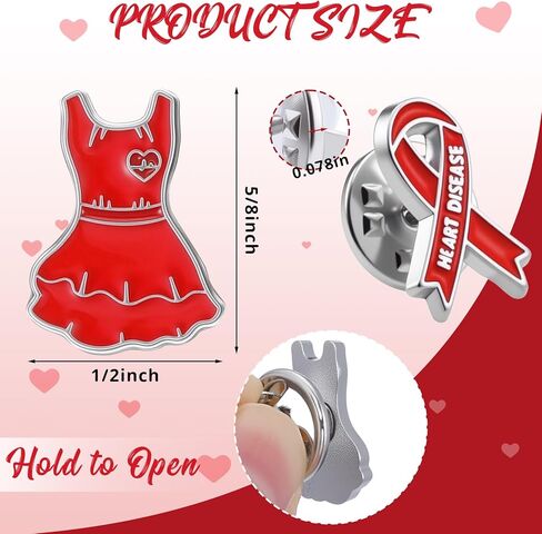 100 Pcs Heart Disease Awareness Enamel Lapel Pin Heart Condition Health Red Ribbon Pin for Doctors Charity Fundraising Activities Badges Bulk in Saudi Arabia
