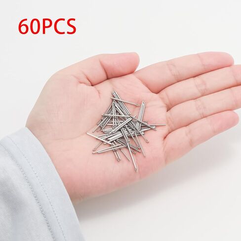 60 قطعة 20 مم × 0.9 مم / 0.787 بوصة × 0.035 بوصة دبابيس ربط ساعة من الفولاذ المقاوم للصدأ فضية، دبابيس مقسمة لقضبان الحزام، دبوس كوتر لربط حزام الساعة لإصلاح حزام الساعة والأعمال اليدوية in Saudi Arabia