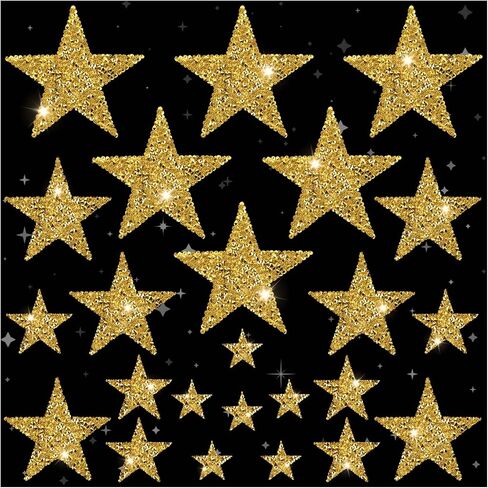 24 PCS Star Patch ، Silver Star Patches und.shesive Glitter Star Iron on Patches ، Hot Glue Glue Rhinestone Stars for Clothing Jeans Facs Hats Repair (4 size) in Kuwait