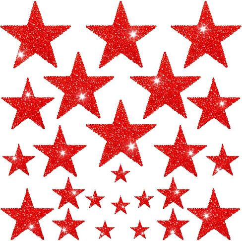 24 PCS Star Patch ، Silver Star Patches und.shesive Glitter Star Iron on Patches ، Hot Glue Glue Rhinestone Stars for Clothing Jeans Facs Hats Repair (4 size) in Kuwait