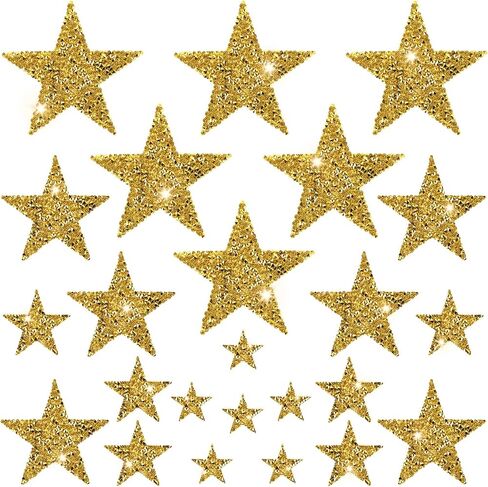 24 PCS Star Patch ، Silver Star Patches und.shesive Glitter Star Iron on Patches ، Hot Glue Glue Rhinestone Stars for Clothing Jeans Facs Hats Repair (4 size) in Kuwait