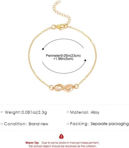 1PCS Gold 8 Symbol Anklet, Adjustable Chain Foot Jewelry for Women, Dainty 8 Charm Ankle Bracelet, Minimalist Summer Beach Anklet, Fashion Ankle Chain (Gold) in Saudi Arabia