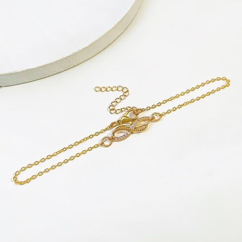 1PCS Gold 8 Symbol Anklet, Adjustable Chain Foot Jewelry for Women, Dainty 8 Charm Ankle Bracelet, Minimalist Summer Beach Anklet, Fashion Ankle Chain (Gold) in Saudi Arabia