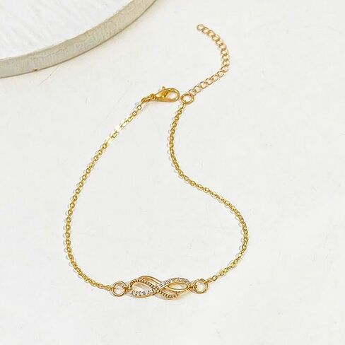 1PCS Gold 8 Symbol Anklet, Adjustable Chain Foot Jewelry for Women, Dainty 8 Charm Ankle Bracelet, Minimalist Summer Beach Anklet, Fashion Ankle Chain (Gold) in Saudi Arabia