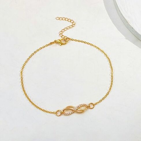1PCS Gold 8 Symbol Anklet, Adjustable Chain Foot Jewelry for Women, Dainty 8 Charm Ankle Bracelet, Minimalist Summer Beach Anklet, Fashion Ankle Chain (Gold) in Saudi Arabia