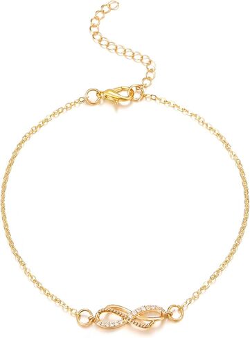 1PCS Gold 8 Symbol Anklet, Adjustable Chain Foot Jewelry for Women, Dainty 8 Charm Ankle Bracelet, Minimalist Summer Beach Anklet, Fashion Ankle Chain (Gold) in Saudi Arabia