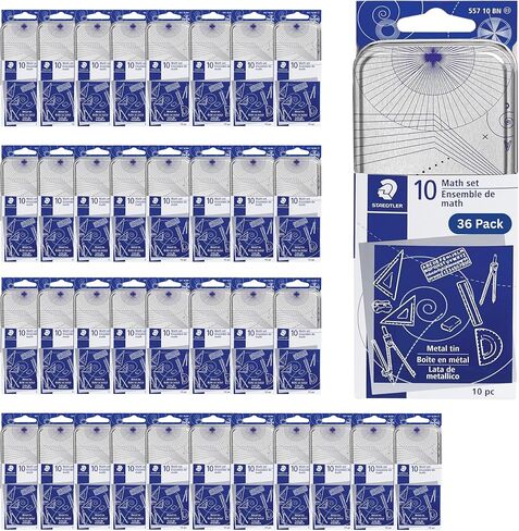 مجموعة رياضيات Staedtler للطلاب ، 6 قطع ، بوصلة ، منفاخ ، مسطرة ، قلم رصاص ، ممحاة ومشرقة ، حقيبة سحابية in Saudi Arabia