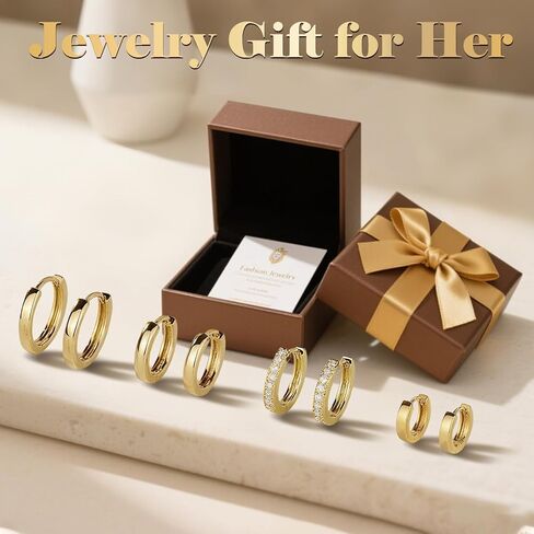 Small Huggie Gold Hoop Earrings Set for Women, 14K Plated Hypoallergenic Cartilage Helix Earring Stacks for Multiple Piercings, Lightweight Mini Dainty Packs Jewelry Gifts for Women in Saudi Arabia