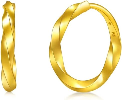 CHOW SANG SANG 999.9 24K Gold Essence Knot Hoop Earrings for Women 95562E in Saudi Arabia