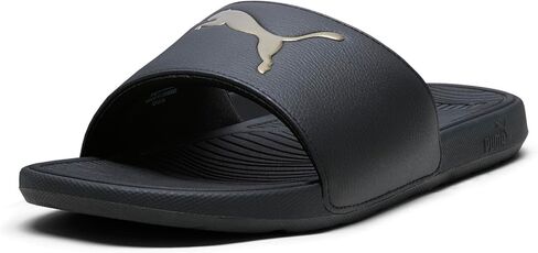 PUMA Men's Cool Cat 2.0 Slide Sandals, Black-Team Gold AH25, 7 in Saudi Arabia