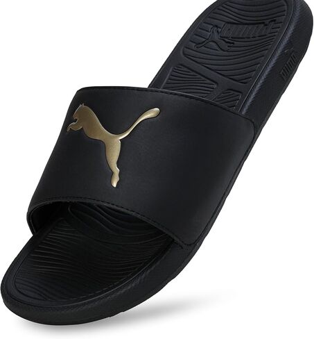 PUMA Men's Cool Cat 2.0 Slide Sandals, Black-Team Gold AH25, 7 in Saudi Arabia