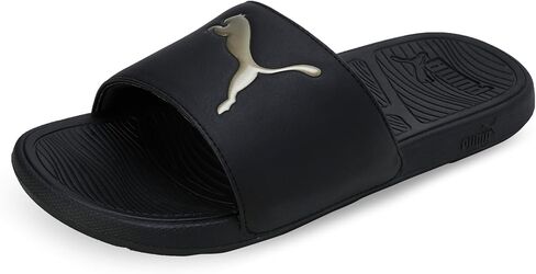 PUMA Men's Cool Cat 2.0 Slide Sandals, Black-Team Gold AH25, 7 in Saudi Arabia
