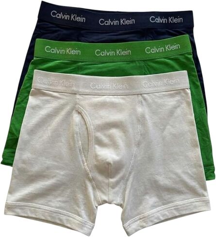 ملابس داخلية للرجال من Calvin Klein مصنوعة من القطن القابل للتمدد، 3 قطع، أزرق داكن/أخضر/بيج، سريع الجفاف in Saudi Arabia