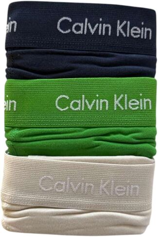 ملابس داخلية للرجال من Calvin Klein مصنوعة من القطن القابل للتمدد، 3 قطع، أزرق داكن/أخضر/بيج، سريع الجفاف in Saudi Arabia