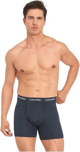 ملابس داخلية للرجال من Calvin Klein مصنوعة من القطن القابل للتمدد، 3 قطع، أزرق داكن/أخضر/بيج، سريع الجفاف in Saudi Arabia