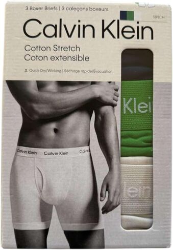 ملابس داخلية للرجال من Calvin Klein مصنوعة من القطن القابل للتمدد، 3 قطع، أزرق داكن/أخضر/بيج، سريع الجفاف in Saudi Arabia